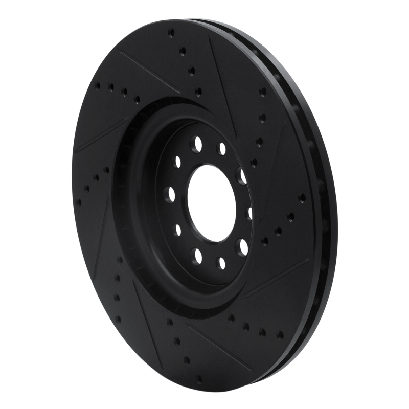 Alfa Romeo Tonale Brake Rotor (1) - Front Left - R1 Concepts - Drilled & Slotted - Black - `14-`25